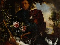 GG 443  GG 443, Willem Frederik van Royen (1645?-1723), Jäger mit Hund und Jagdbeute, 1706, Leinwand, 121 x 97 cm : Personen, Tiere
